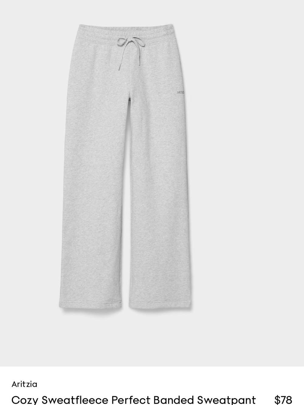 Aritzia Light Gray Wide-Leg Sweatpants size XXS